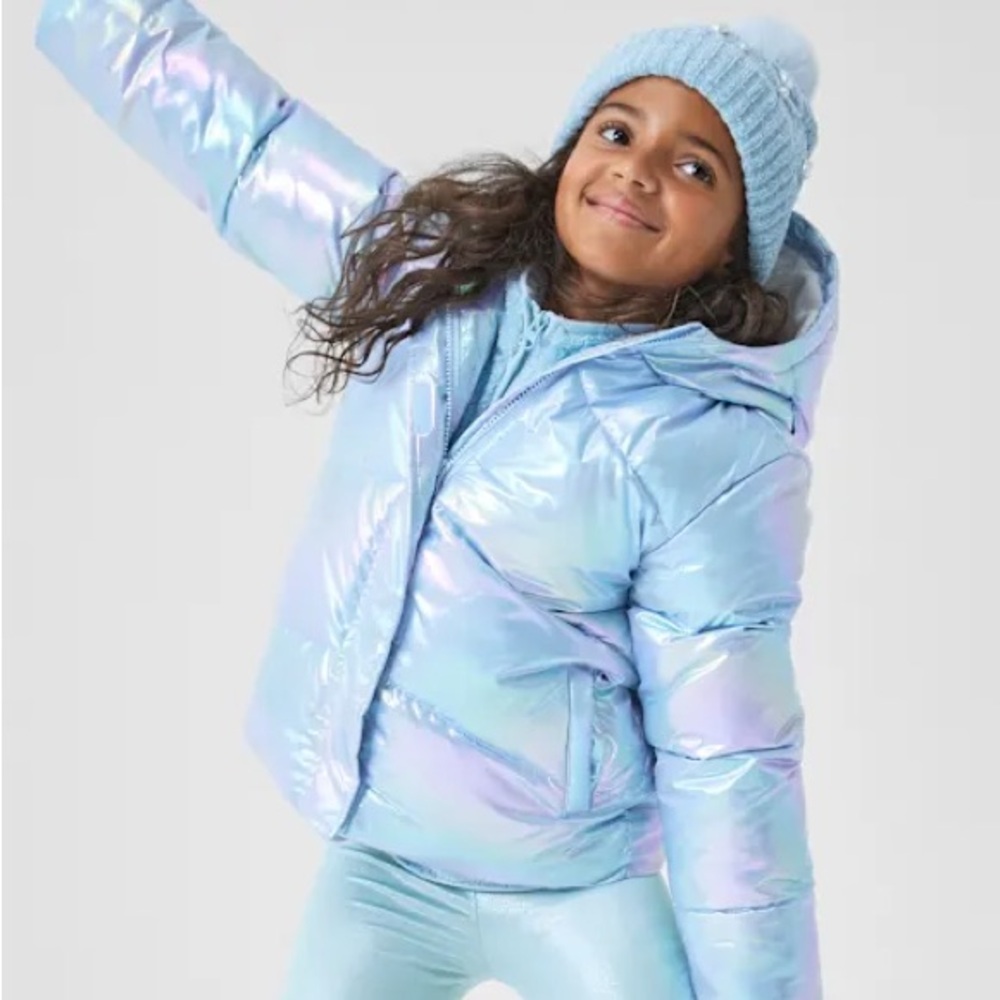 Blue Puffer Jacket with Hood